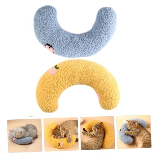 ERINGOGO 2 Stück Teiliges U förmiges Katzen nackenkissen aus Hautfreundlichem Material Kuschelkissen für Tiefen Schlaf Geeignet für Katzen Kaninchen und Haustiere Farblich Sortiert Blau von ERINGOGO