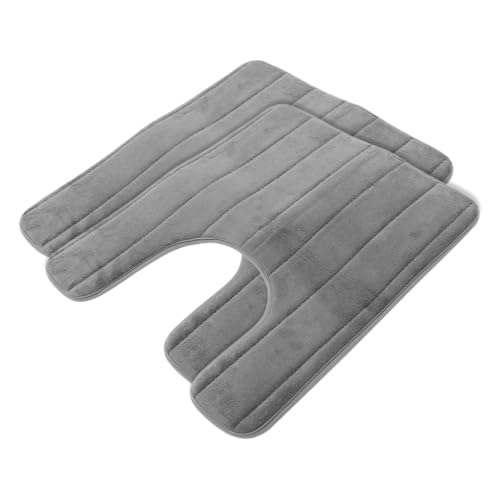 ERINGOGO 2 Stück U Förmige Toilettenmatte Rutschfester Saugfähiger Badematten Teppich aus Memory Schaum Weiche Badezimmer Fußmatte mit Wasserspeicherung Dunkelgrau von ERINGOGO