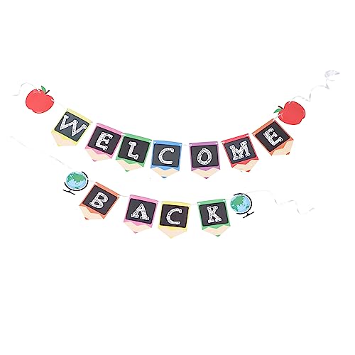 ERINGOGO 2 Stück Willkommensbanner aus Papier Teilig Bunte Schulanfang Deko für Klassenzimmer Hängend Wetterfest für Fotohintergrund und Partydekoration zur Einschulung von ERINGOGO