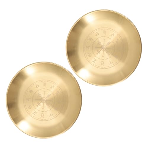 ERINGOGO 2 Stücke Metall Altarplatte Kerzenhalter Dekorativer Teelichthalter für Ritual Kerzenhalter Tarot Meditationszubehör Schmucktablett für Spirituelle Zeremonien von ERINGOGO