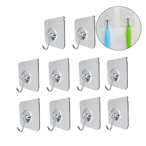 ERINGOGO 20 Stück Transparente Wasserdichte Klebehaken aus Robustem PVC Selbstklebend Rückstandslos Entfernbar Vielseitig für Küche Bad Schlüssel Handtücher und Deko Geeignet von ERINGOGO