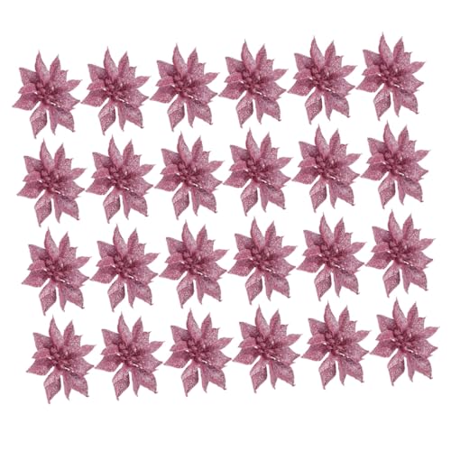 ERINGOGO 24 Stück Teiliges DIY Weihnachtsblumen Mini Goldglitzer Blüten für Girlande Christbaumschmuck Basteldekoration Weihnachten Fenster Hochzeit Party von ERINGOGO