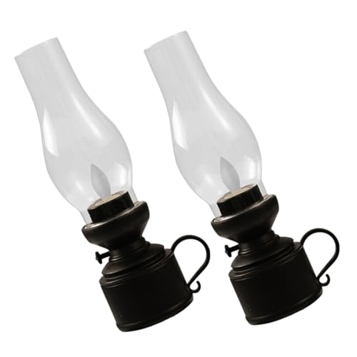 ERINGOGO 2stücke Vintage Petroleumlampe Für Innenräume Flammenlos Mit Led-teelicht Retro-öllampe Aus Klarem Glas Für Dekoration Und Atmosphäre von ERINGOGO