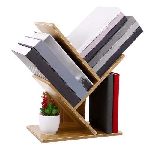 ERINGOGO Baum Bücherregal aus Holz 3-Lagig Kleines Schreibtischregal für Wohnzimmer und Büro und Platzsparend Einfach zu Montieren von ERINGOGO