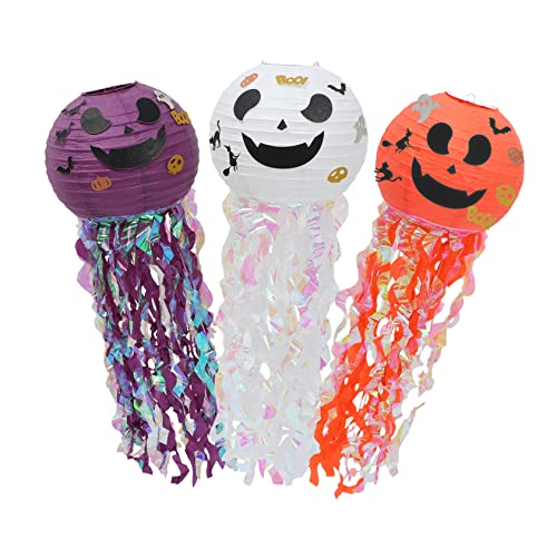 ERINGOGO 3stücke Teiliges Halloween Kürbis Papierlaternen Wiederverwendbare Dekoration Für Halloween Feiern Hängende Ornamente Für Fenster Und Veranda von ERINGOGO
