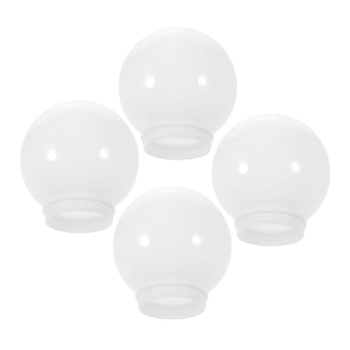 ERINGOGO 4 Stück Acryl Kugel Lampenschirm Wetterfeste Outdoor Leuchtenschale Cremeweiß Ersatz Lampenabdeckung für Garten Wandlampen Langlebig und Dekorativ von ERINGOGO