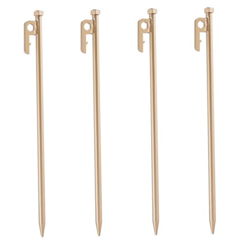 ERINGOGO 4 Stück Edelstahl Zeltheringe Rostfreie Camping Bodenanker mit Haken Stabile Zeltnägel für Harten Boden Strapazierfähige Outdoor Zelt Heringe für Trekking und Strandcamping von ERINGOGO