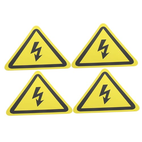 ERINGOGO 4 Stück Teiliges Hochspannung Warnaufkleber PVC Gelbes Dreieck Warnschild Elektrischer Spannung Sichtbare Sicherheitskennzeichnung für Fabriken Baustellen Wasserfest Robust von ERINGOGO