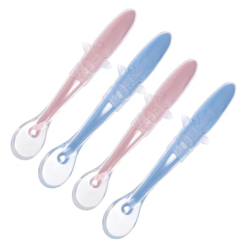 ERINGOGO 4 Stück Teiliges Silikon Babylöffel für Junge Mädchen Weicher Löffelkopf Rutschfester Griff Frei Spülmaschinengeeignet zum Füttern und Training Rosa und Blau ERINGOGO 4 Stück Teiliges Silikon Babylöffel für Junge Mädchen Weicher Löffelkopf Rutschfester Griff Frei Spülmaschinengeeignet zum Füttern und Training Rosa und Blau von ERINGOGO