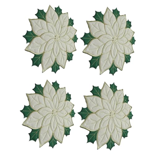 ERINGOGO 4 Stück Teiliges Weihnachts Tischset mit Besticktem Poinsettia Motiv Große Silber Weiße Tischsets aus Leinen und Schwamm Hitzebeständige Dekorative Platzsets für Festliche ERINGOGO 4 Stück Teiliges Weihnachts Tischset mit Besticktem Poinsettia Motiv Große Silber Weiße Tischsets aus Leinen und Schwamm Hitzebeständige Dekorative Platzsets für Festliche von ERINGOGO