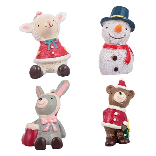 ERINGOGO 4stücke Teiliges Weihnachtsdeko Tisch Und Aquarium Niedliche Resin-Figuren Hase Bär Schaf Schneemann Für Festliche Gestaltung Als Für Kinderzimmer-Dekoration von ERINGOGO
