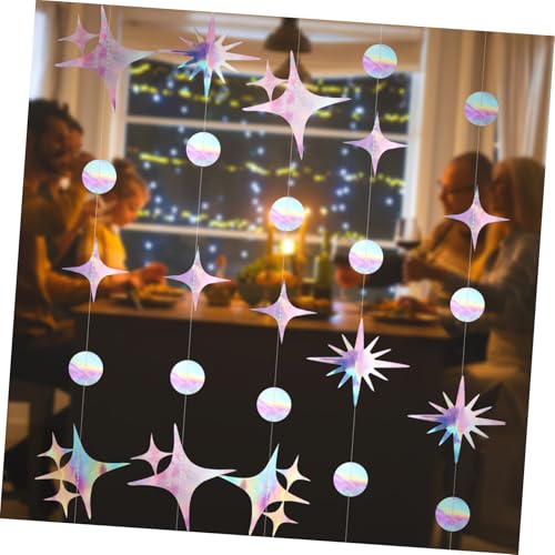 ERINGOGO 4 Teiliges Latte Art Set Partydekoration Deko Girlande Schillernde Sterngirlande Sterne Girlande Schillernde Hängedeko Sterndeko Geburtstags Luftschlangen Hängende Sterne von ERINGOGO
