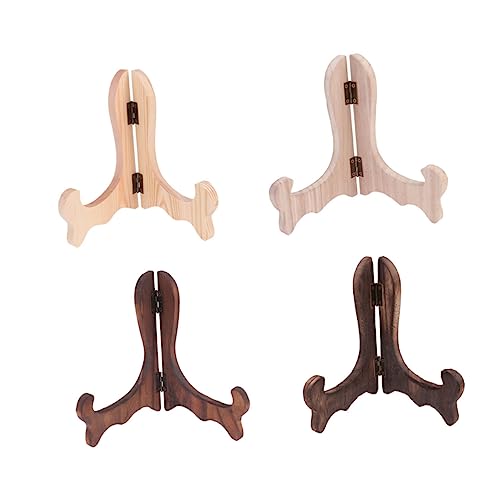 ERINGOGO 4Stücke Teiliges Holzständer Teller Klappbarer Displayständer für Fotos Bücher und Kunstwerke Eleganter Tischständer für Zuhause und Geschäfte Farbe Paulownia Paulownia von ERINGOGO
