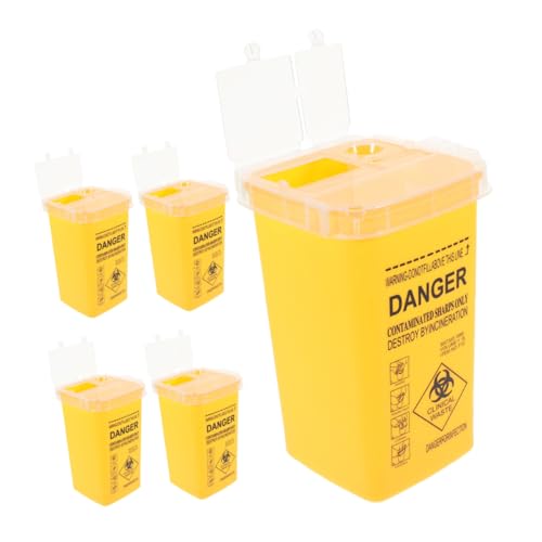 ERINGOGO 5 Stück Teiliges Sharps Entsorgungsbox Kompakt mit Sicherem Deckel für Rasierklingen Nadeln und Scharfe Gegenstände für Friseure und Kleine Arbeitsplätze von ERINGOGO
