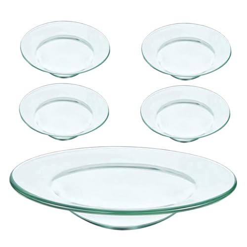 ERINGOGO 5 Stück Teiliges Wax Melt Warmer Liners Klare Runde Aromaschale aus Ersatzschale für Duftlampen Stabiler Rutschfester Duftwachs Teller für Ätherische Öle und Tart Warmers von ERINGOGO