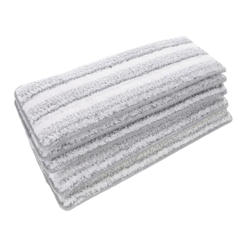 ERINGOGO 5 Stück Teiliges Wiederverwendbarer Mikrofaser Wischmopp Ersatzpads mit Selbstklebender Rückseite Waschbar Strapazierfähig Gestreiftes Design Geeignet für Nass und von ERINGOGO