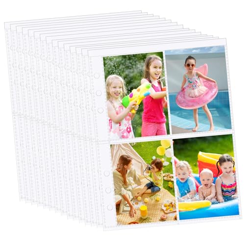 ERINGOGO 50 Stück Trading Card Sleeves Transparent Kartenhüllen Fotohüllen mit Fächern zum Sammeln und Schützen von Baseball Spielkarten Gelochte Einlagen für Ordner und Binder von ERINGOGO