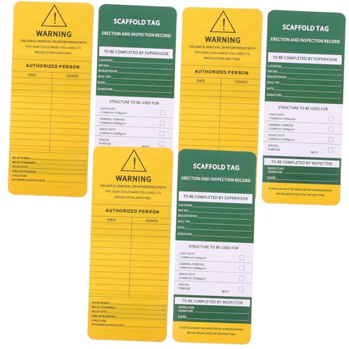 ERINGOGO 6 Stück Sicherheitswarnschild Bindestrich Konstruktion Schmucklos Inspektion Gerüst-tags Klein Vorsicht Website Leiter Aufmerksamkeit Industriell Standorte Warnlabel Pvc von ERINGOGO