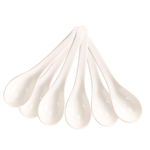 ERINGOGO 6 Stück Teiliges Kleine Weiße Keramik suppenlöffel Ergonomisch Rutschfest Feines Porzellan für Reis Suppe Haushalt Sicherer Küchenbedarf von ERINGOGO