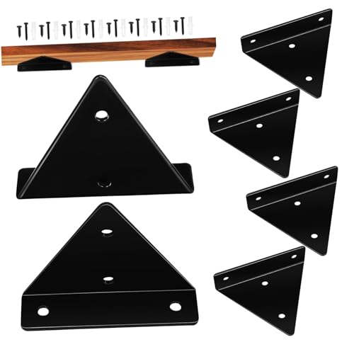ERINGOGO 6 Stück Teiliges Metall Regalhalter Dreieckige Wandhalterung Schwarz Schwerlast Regalträger für Schwebende Ablagen Stabil Raumsparend und Verdeckte Montage von ERINGOGO