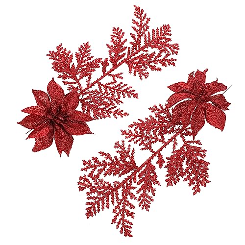 ERINGOGO 6stücke Glitzernde Weihnachtsblumen Mit Clip Künstliche Weihnachtsbaumdekoration Aus Tannenzweigen Für Fenster Treppen Und Festliche Atmosphäre Für Ihr Zuhause von ERINGOGO