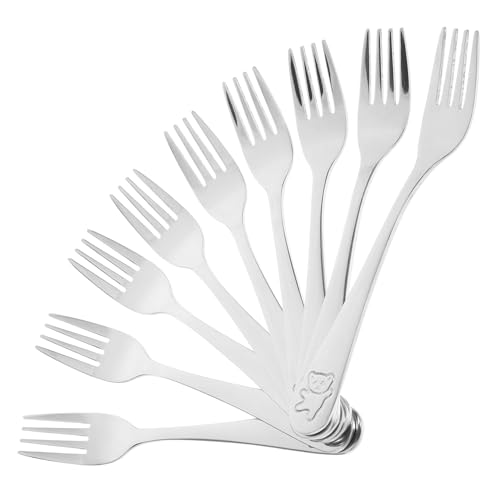 ERINGOGO 9 Stück Teiliges Edelstahl Forken mit Langem Griff Rostfrei Vielseitig für Obst Kuchen Salate für Zuhause Party Bistro Ergonomisch und Bruchsicher von ERINGOGO