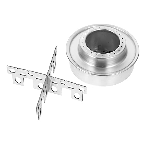 ERINGOGO Aluminium Alkoholkocher Set mit Stabilem Kreuzständer Leichter Faltbarer Campingkocher Halter Outdoor Kochgeschirr Zubehör für Picknick und Wandern von ERINGOGO