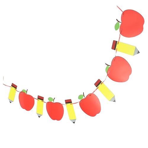 ERINGOGO Back to School Deko Girlande Teilig Apfel Bleistift Banner Klassenzimmer Party Schulanfang Türdekoration Lehrerbedarf Willkommen Feier Zubehör von ERINGOGO