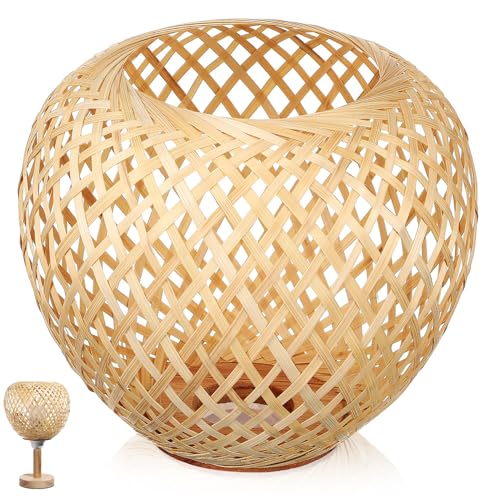 ERINGOGO Bamboo Lampenschirm Woven Design Handgefertigter Rattan Lampenschirm für Deckenleuchten Weiche Beleuchtung für Wohnzimmer Schlafzimmer und Büro Elegant und Strapazierfähig von ERINGOGO