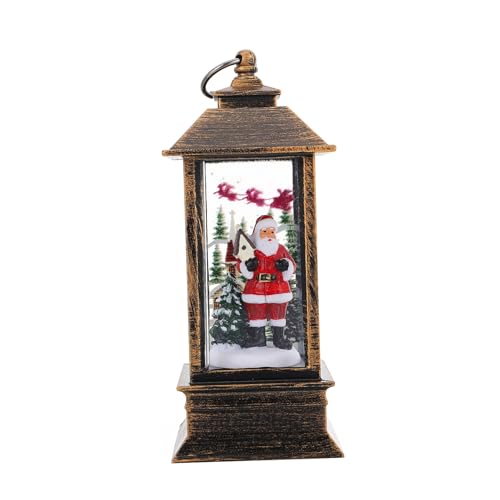ERINGOGO Batteriebetriebene Weihnachtslaterne mit LED Licht Leuchtende Santa Tischdekoration Weihnachtsdeko Windlicht für Festliche Stimmung Batteriebetriebenes Desktop Ornament Warmweißes von ERINGOGO
