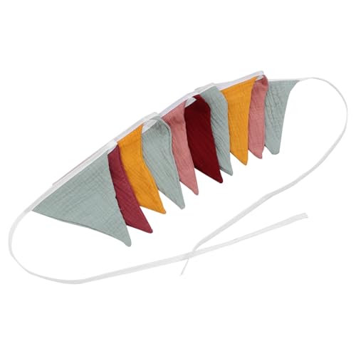ERINGOGO Baumwoll Dreieck Flaggen Girlande Banner Deko Langlebige Wimpelkette für Babyzimmer Kinderzimmer Kindergarten Partydekoration Waschbar Weiche Kinderraumdeko von ERINGOGO