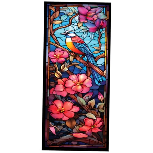 ERINGOGO Bunte Vogel Blumen Fensterfolie Sichtschutzfolie Statisch Selbsthaftend UV Schutz für Badezimmer Balkon Wohnzimmer Schlafzimmer Büro Dekoration von ERINGOGO