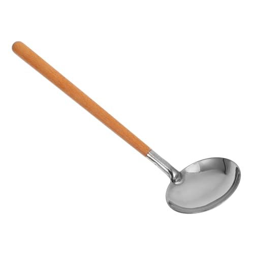 ERINGOGO Colander Sauce Löffel Metallpfanne Edelstahl Servierlöffel Schöpflöffel aus Edelstahl Mini-Schöpflöffel kleiner Kögellöffel Suppenkelle Punschkelle Holz Light Brown von ERINGOGO