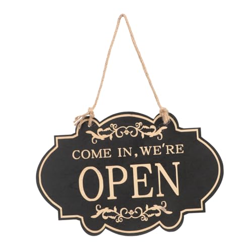 ERINGOGO Doppelseitiges Vintage Holzschild Open Closed Türschild aus Robustem Holz mit Feiner Gravur Dekoratives Geschäftsschild für Laden Bar und Restaurant Langlebiges Wendeschild zur von ERINGOGO