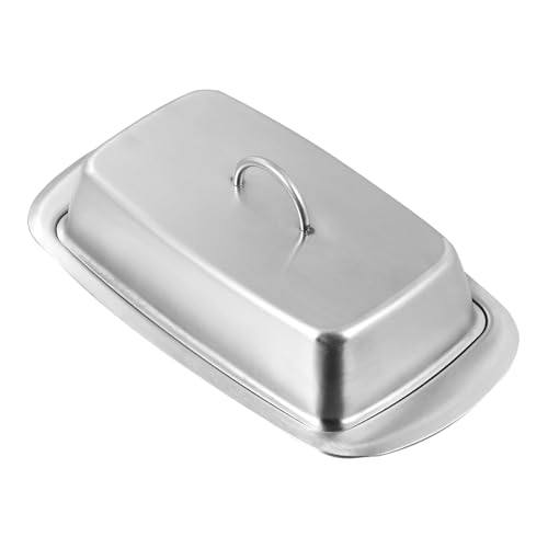 ERINGOGO Edelstahl Butterdose Rostfrei mit Isolationsfunktion für Butter Käse Dessert Sicherer Frischhalteteller Geeignet für Kühlschrank und Servieren von ERINGOGO