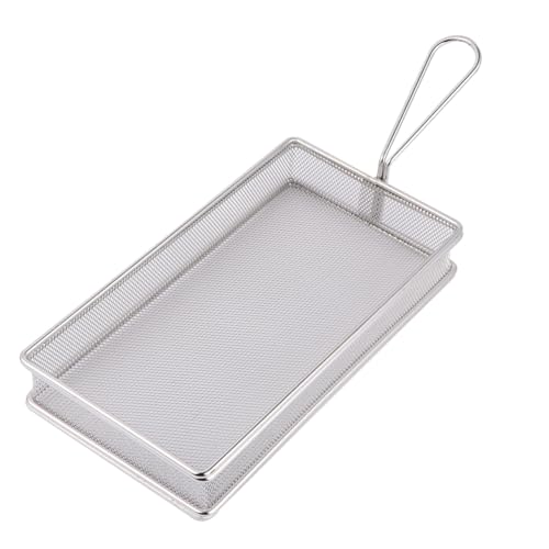 ERINGOGO Edelstahl Frittierkorb mit Feinem Maschennetz Rechteckiger Mini Frittierkorb für Pommes Frites Bratkorb mit Langem Griff Hitzebeständig für Topf und Fritteuse Geeignet von ERINGOGO