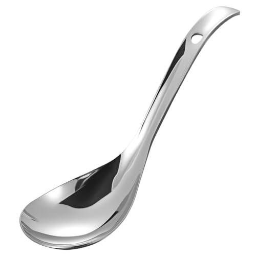 ERINGOGO Edelstahl Reislöffel Langlebig Leicht Küchenutensil mit Aufhängeöse für Reis Suppe und Soßen Servierlöffel Kompakt Platzsparend von ERINGOGO