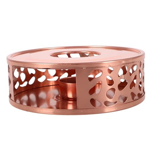 ERINGOGO Edelstahl Teewärmer mit Hohlraumdesign Kerzenheizung für Teekannen Wärmeisolierende Basis für Zuhause und Büro Vielseitig Einsetzbar für Tee Liebhaber Eleganter Rosa Gold Farbton von ERINGOGO