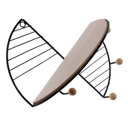 ERINGOGO Wandregal aus Holz mit Haken Nordisches Wandregal für Aufbewahrung in Wohnzimmer und Küche Robustes Design für Schlüssel Bücher und Dekoration von ERINGOGO