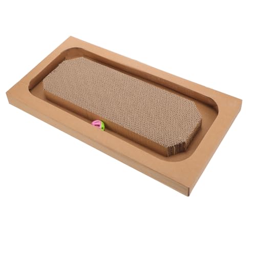ERINGOGO Extra Breites Strapazierfähiges Wellpapp Kratzbrett mit Glockenball Multifunktionales Katzenspielzeug und Kratzmatte für Innenbereich Schützt Möbel und Fördert Krallenschärfen von ERINGOGO