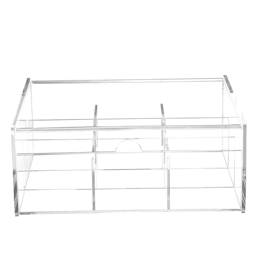 ERINGOGO Fächer Acryl Aufbewahrungsbox Transparent Teebox mit Staubschutz Multipurpose Kosmetikbehälter und Zuckerbeutelhalter für Küche und Büro Organisator von ERINGOGO
