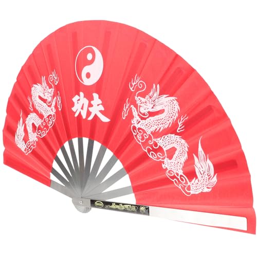 ERINGOGO Faltbarer Tai Chi Fan aus Edelstahl Faltbarer Performance-handfächer für Tanz Kung Fu und Bühnenauftritte Roter Festival Holiday Dancing Fan Stilvolles Design Leicht zu Öffnen und ERINGOGO Faltbarer Tai Chi Fan aus Edelstahl Faltbarer Performance-handfächer für Tanz Kung Fu und Bühnenauftritte Roter Festival Holiday Dancing Fan Stilvolles Design Leicht zu Öffnen und von ERINGOGO