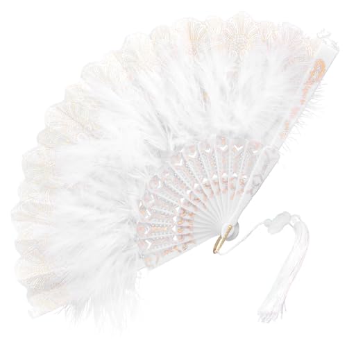 ERINGOGO Gestickter Federfächer Handfächer Vintage Stil Faltbarer Handventilator Damen Plume Fächer für Hochzeit Kostüm Party Tanzen Zubehör ERINGOGO Gestickter Federfächer Handfächer Vintage Stil Faltbarer Handventilator Damen Plume Fächer für Hochzeit Kostüm Party Tanzen Zubehör von ERINGOGO