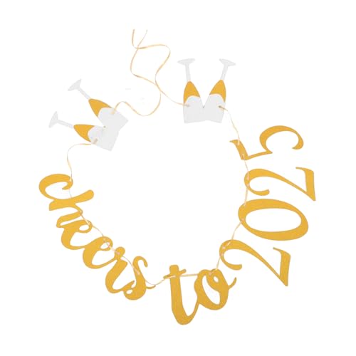 ERINGOGO Glänzendes Year Banner aus Sicherem Wiederverwendbar Wetterfest Leuchtend Diy Partydeko für Silvester Neujahrsfeier Garten und Innenbereiche von ERINGOGO