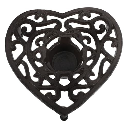 ERINGOGO Gusseisen Teekannen Stövchen mit Herz Motiv Vintage Teewärmer Dreibein Halter für Tee Kaffee Milch Robustes Anti Scald Pad Dekorativer Kerzenhalter für Langanhaltende Wärme und von ERINGOGO