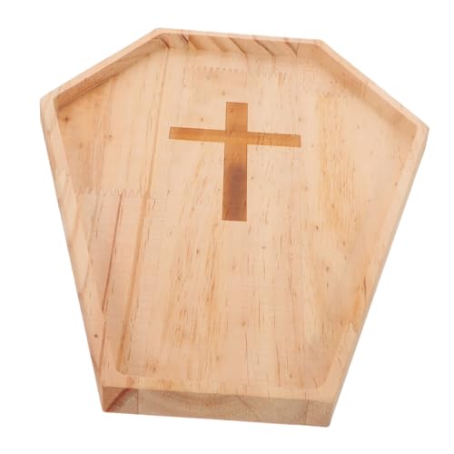 ERINGOGO Halloween Servierplatte Sargform aus Holz mit Kreuzdesign Robustes Snack-tablett für Süßigkeiten Früchte und Party Vielseitiges Holztablett für Halloween Erntedank und von ERINGOGO