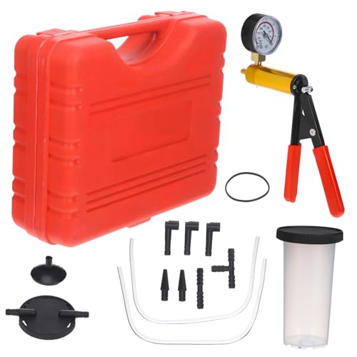 ERINGOGO Handheld Vakuumpumpe Bremsentlüfter Drucktester Kit für Auto Bremsleitung Entlüftung Bremsenentlüftungsgerät Profi Werkzeug für Kfz Reparatur und Vakuumprüfung von ERINGOGO