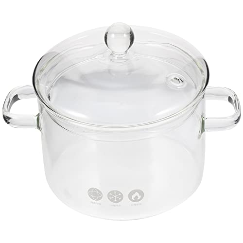 ERINGOGO Glastopf zum Kochen,Hoher Borosilikat- Glas- Suppe Topf Glas Sofortnudel Kochtopf Mit Deckel und Doppelgriff, Transparent Suppen Topf 1500 ML von ERINGOGO