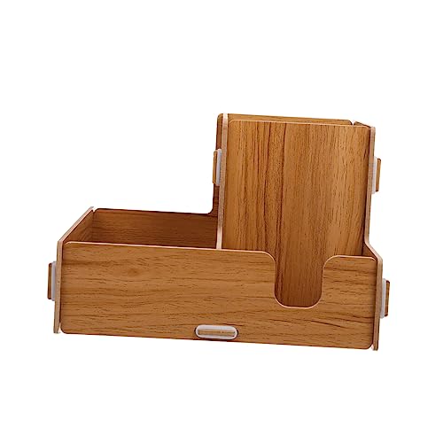 ERINGOGO Holz Becherhalter mit Fächern für Einwegbecher Trinkhalme und Deckel Stabiler Tisch Organizer aus Dickem Holz für Zuhause Milchtee Shops Bars und Cafés Leicht zu Reinigen von ERINGOGO