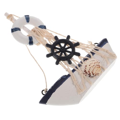 ERINGOGO Mediterraner Holz-segelboot Ornament Mit Baumwollseil-Netz Kreative Dekoration Für Wohnräume Für Vitrinen Und Tisch Nautischer Stil Für Zuhause von ERINGOGO